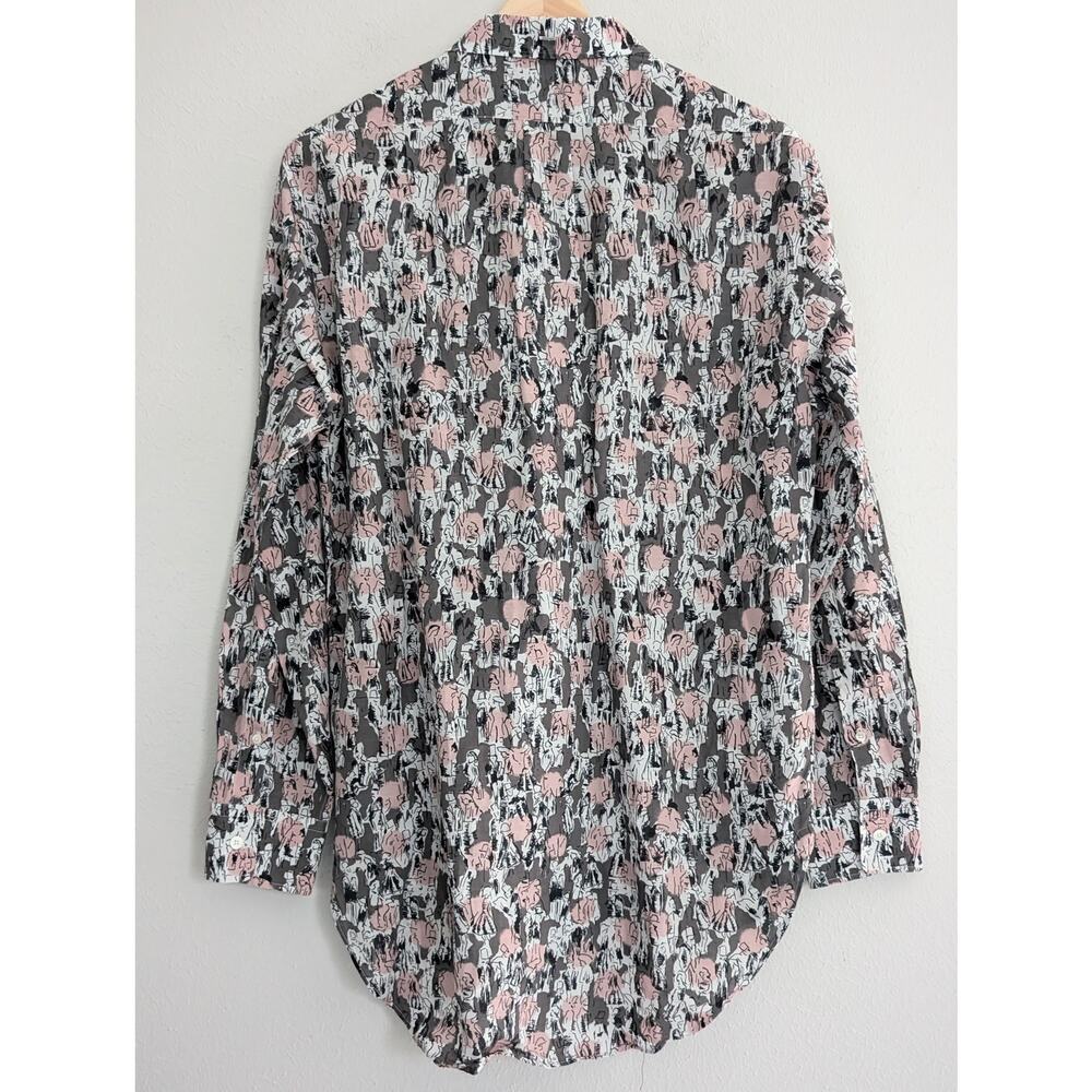 Burberry Men's Linen Graphic Sketch Print Button-down Size Large Gray Pink - Picture 3 of 10